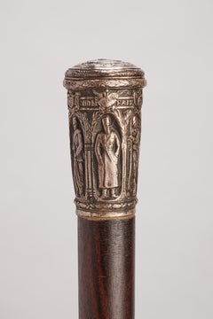 First World War commemorative victorious cane silver handle, France, circa 1918.