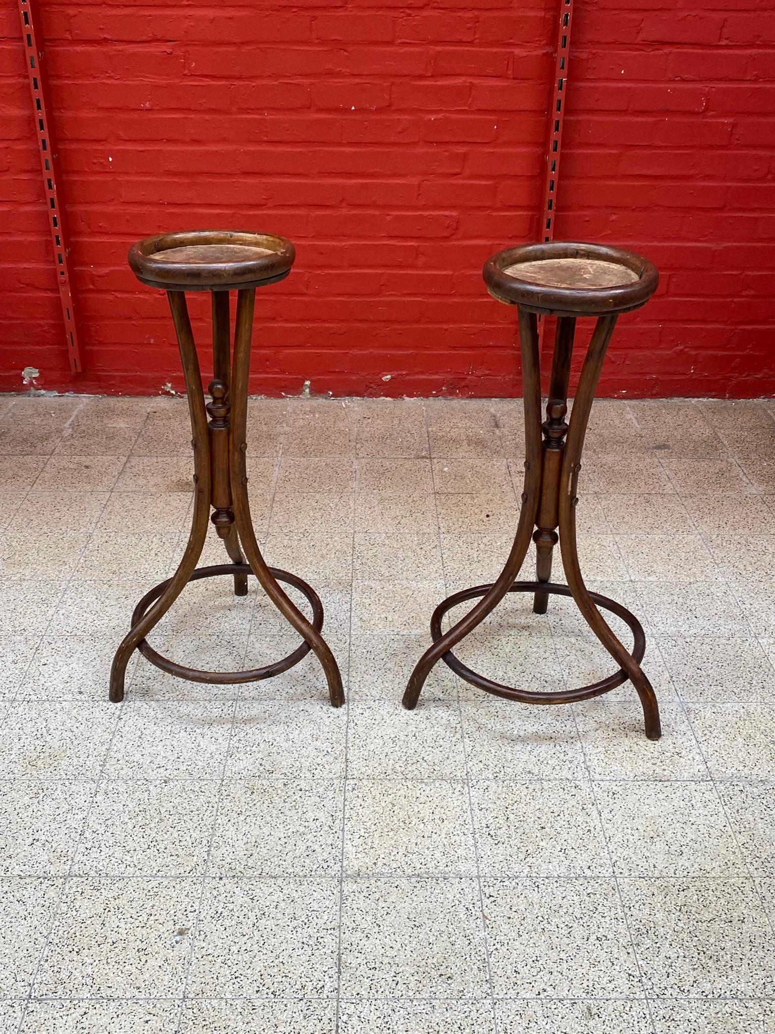 Fischel, 2 Jugendstil-Holzsockel, um 1900 im Angebot 4