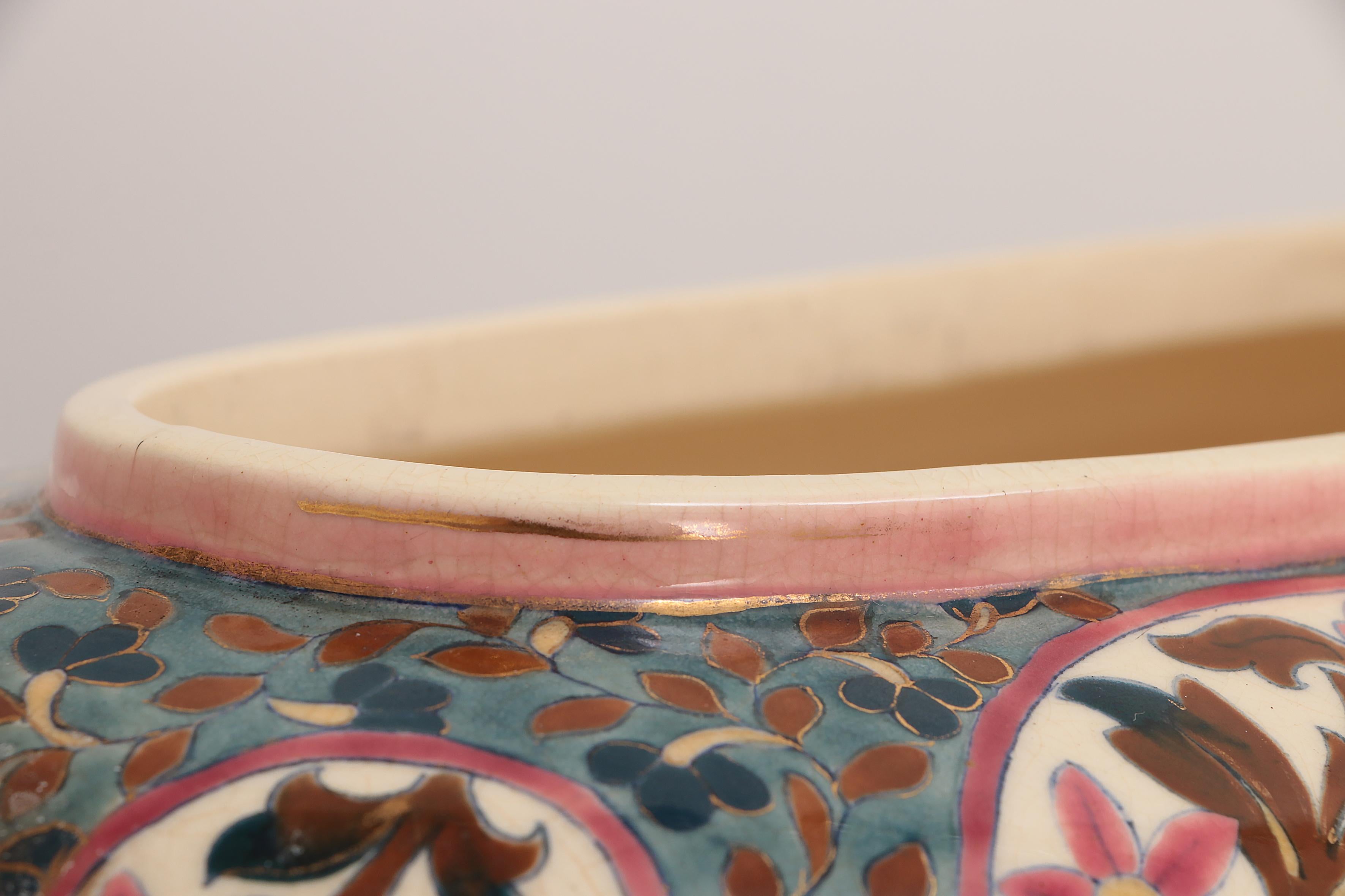 Fischer Budapest Bowl with Beautiful Colors and Dragon Heads, 19th Century 10