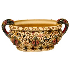 Fischer Budapest Centerpiece with Reticulated Handles and Panels & Bright Colors