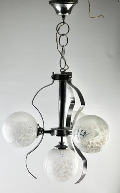 Fischer Leuchten ‘Germany’ Swirl Ball Pendant Stem Lamp with 3 Globular Lights