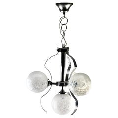 Fischer Leuchten ‘Germany’ Swirl Ball Pendant Stem Lamp with 3 Globular Lights