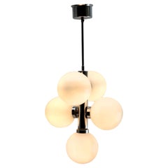 Fischer Leuchten ‘Germany’ Swirl Ball Pendant Stem Lamp with 5 Globular Lights