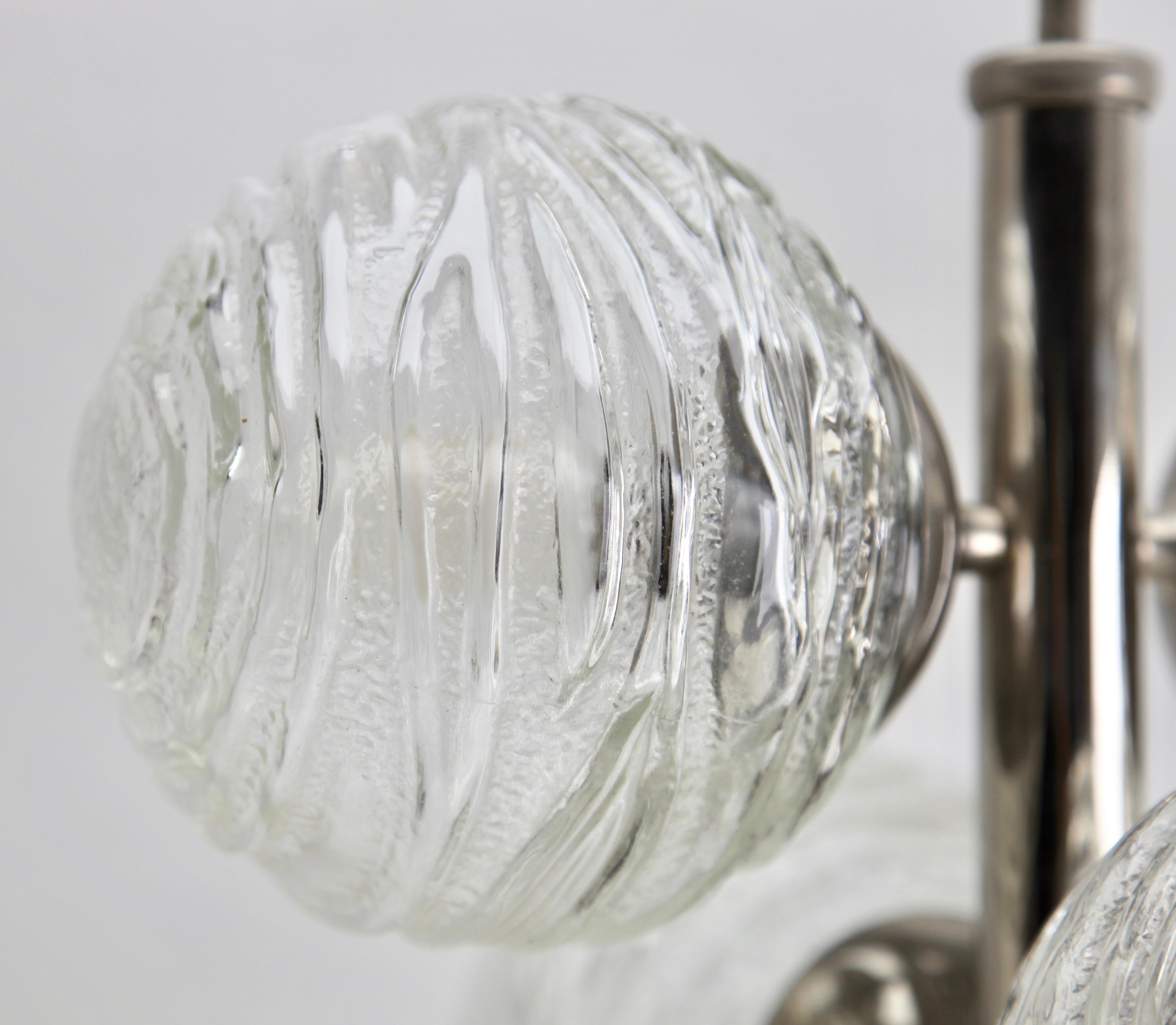 Fischer Leuchten ‘Germany’ Swirl Ball Pendant Stem Lamp with 6 Globular Lights For Sale 1