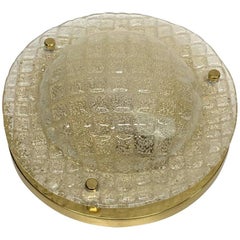 Retro Fischer Leuchten Textured Glass Flush Mount, German, 1960s