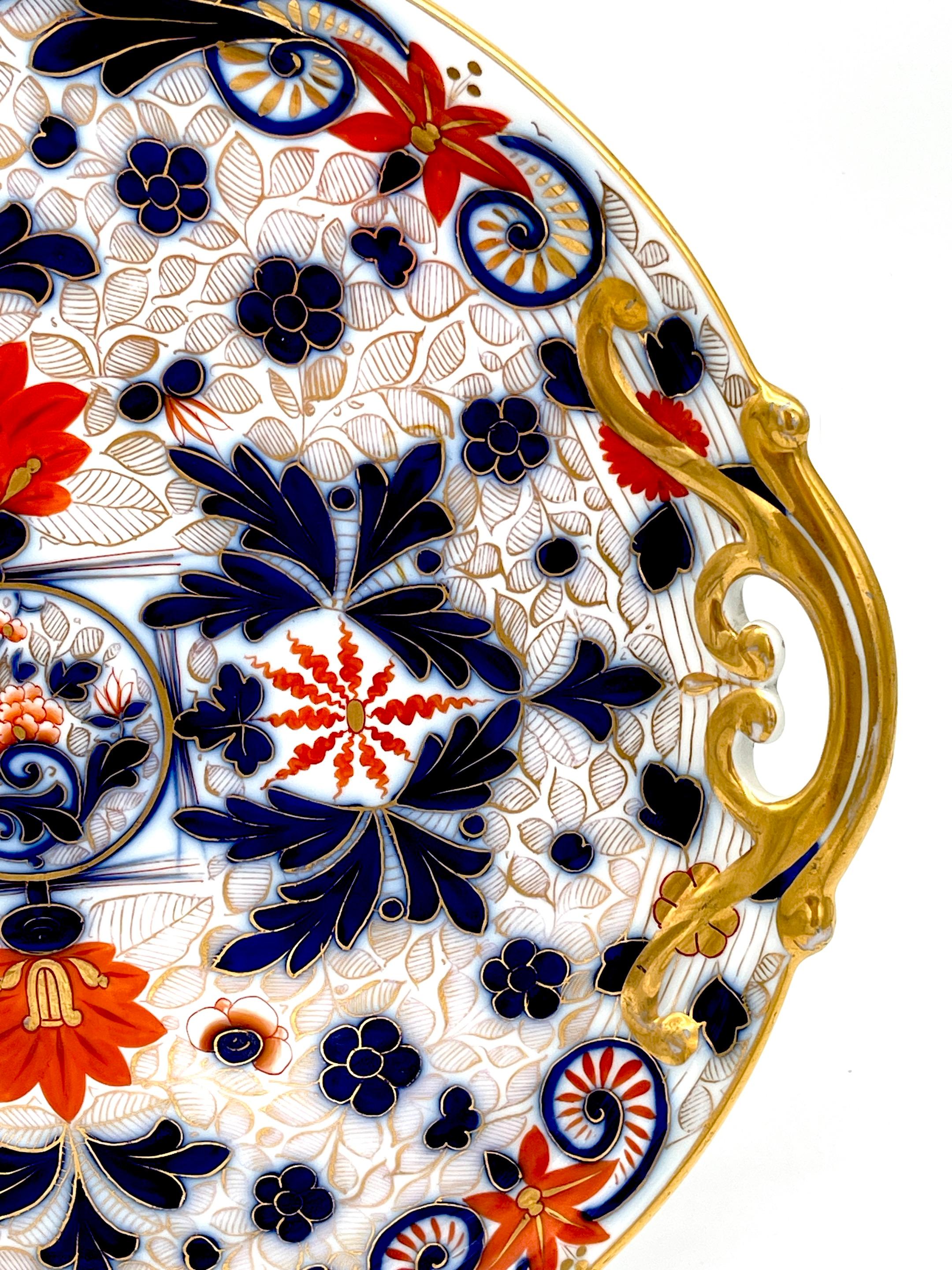 Fischer & Mieg Pirkenhammer Porcelain 'Imari' Pattern Round Handled Platter  For Sale 4