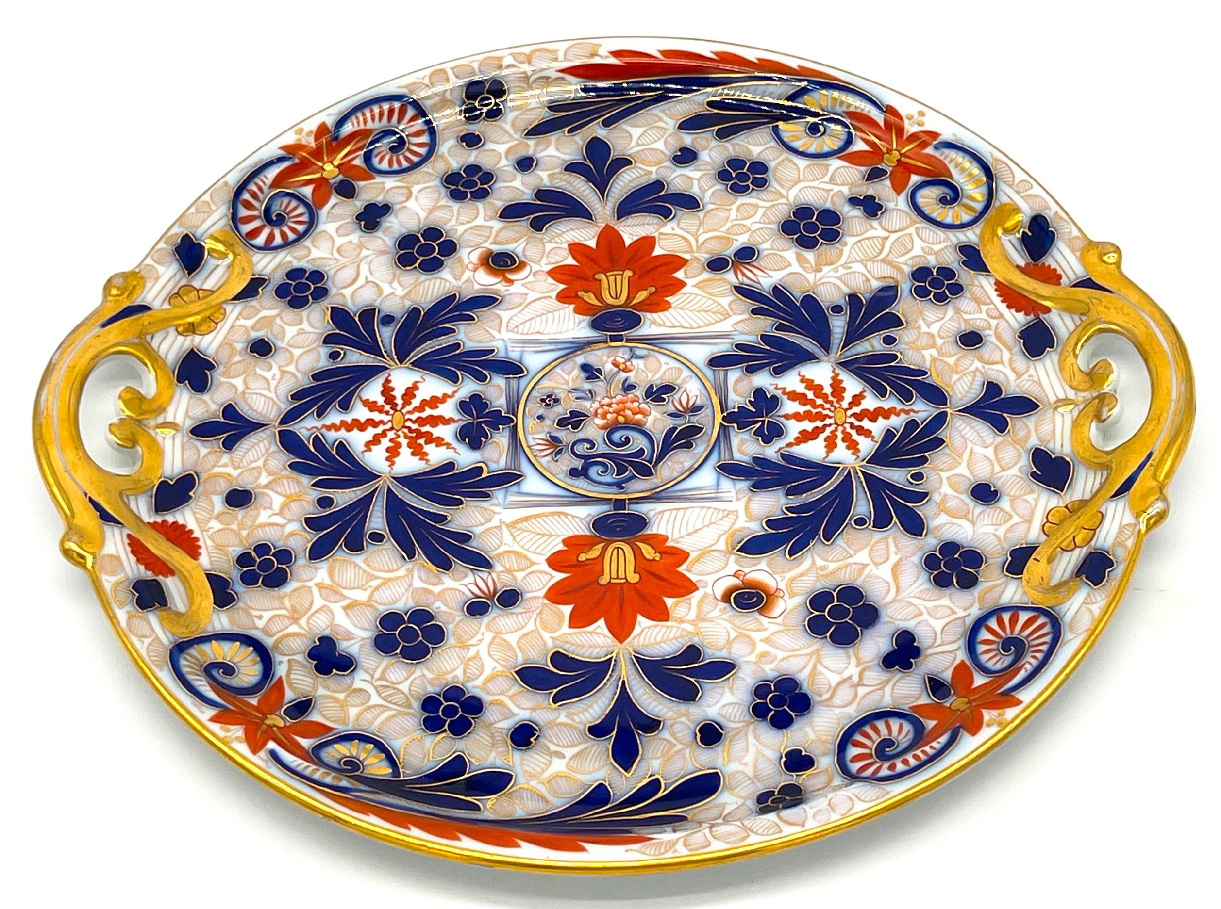 Regency Fischer & Mieg Pirkenhammer Porcelain 'Imari' Pattern Round Handled Platter  For Sale