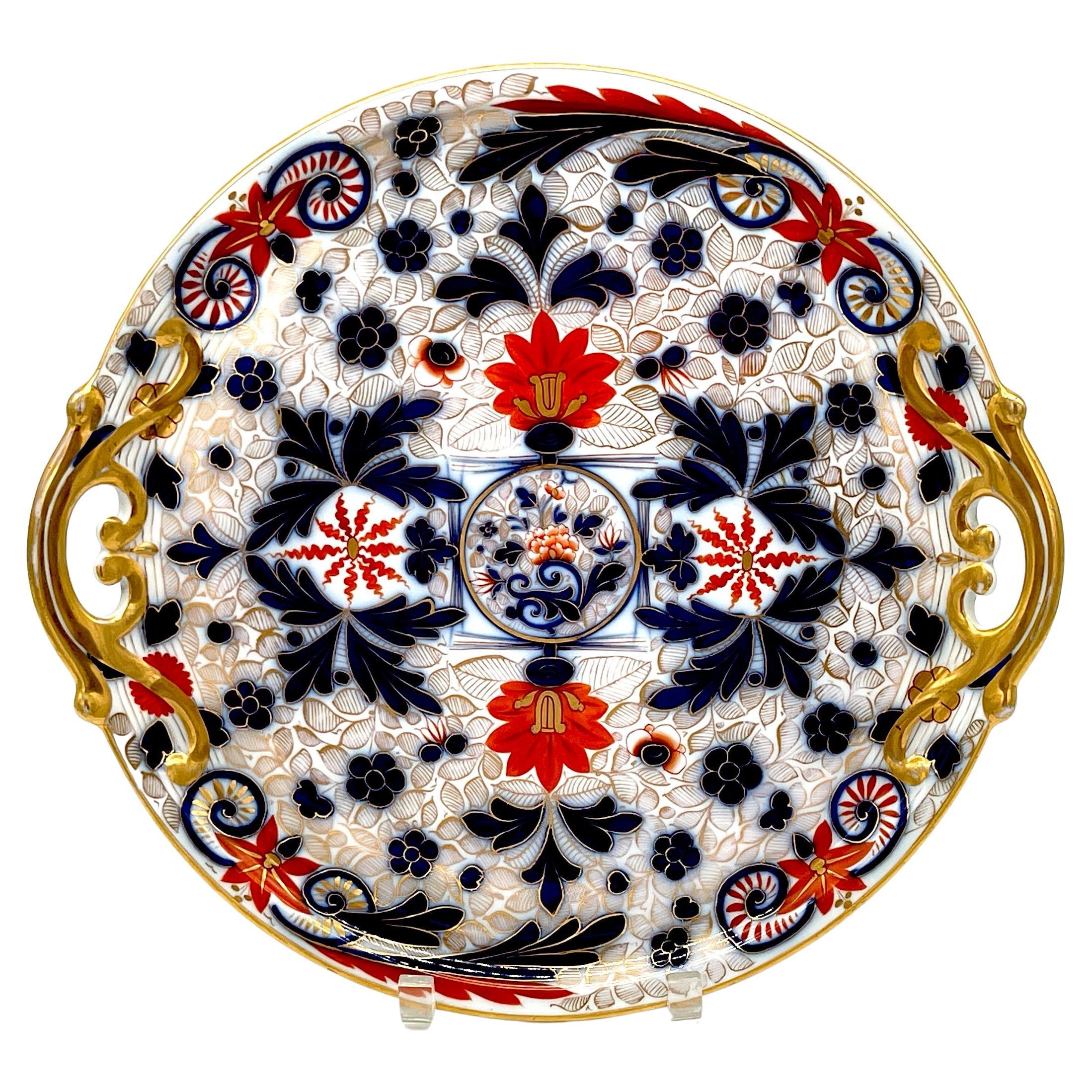 Fischer & Mieg Pirkenhammer Porcelain 'Imari' Pattern Round Handled Platter  For Sale
