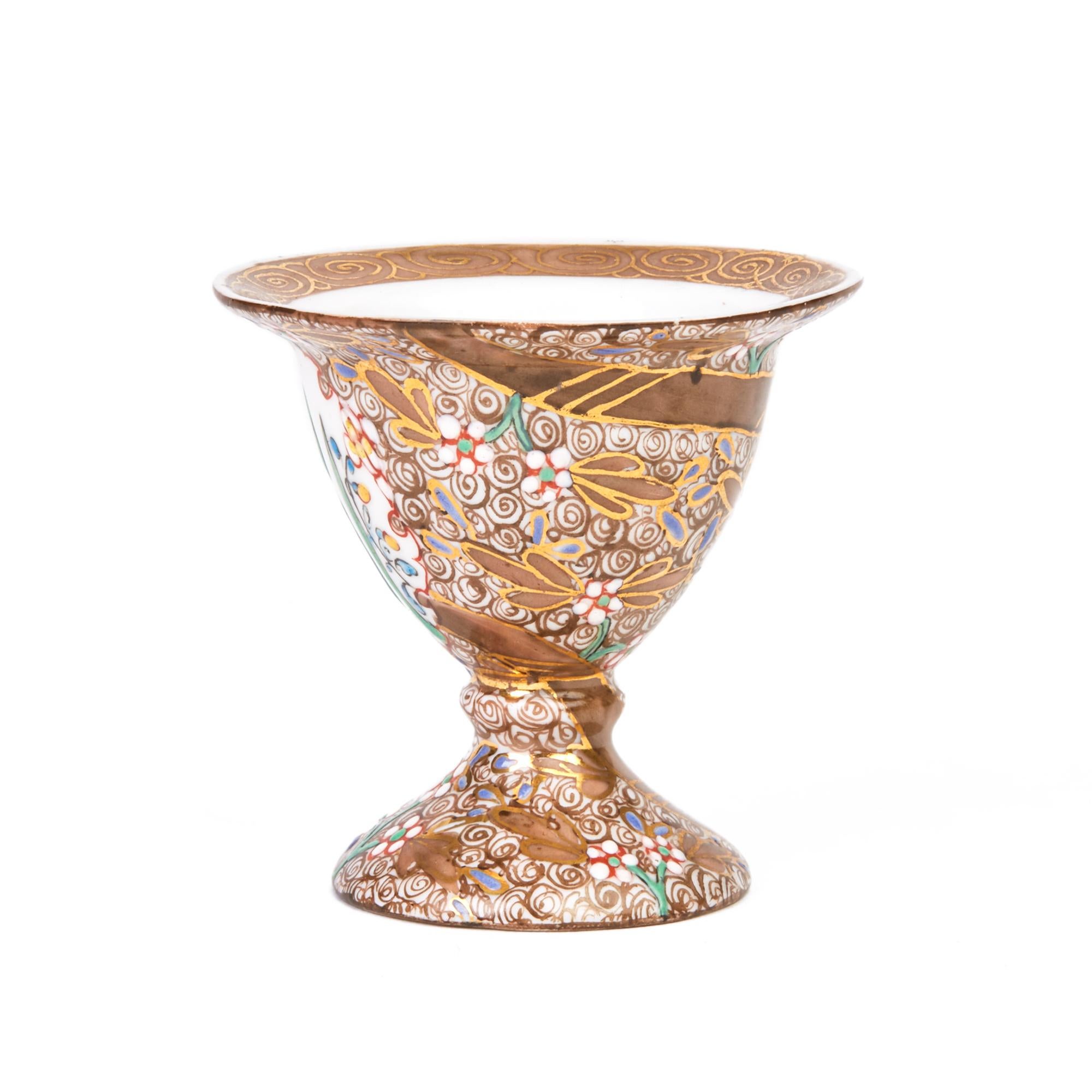 Late 19th Century Fischer Vilmos Floral Decorated Porcelain Eggcup, circa 1890 For Sale