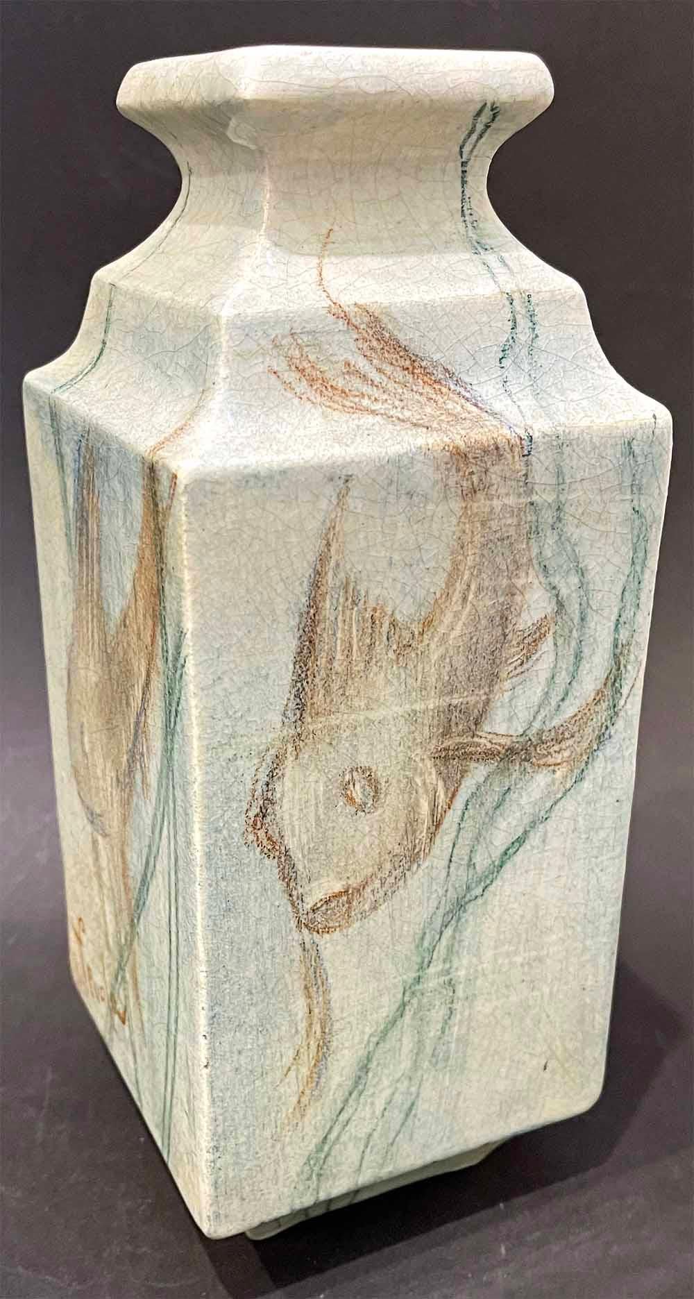 Vernissé Vase Art déco unique de Fevola pour Lachenal, années 1920 en vente