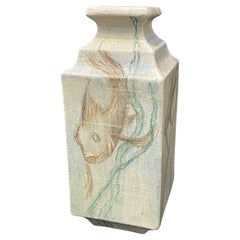 „Fisch und Seeweed“, einzigartige Art-Déco-Vase von Fevola für Lachenal, 1920er Jahre