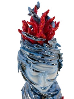 Cabeza de pez y coral similar Dama. Único hecho a mano y pintado a mano. Cerámica 2024