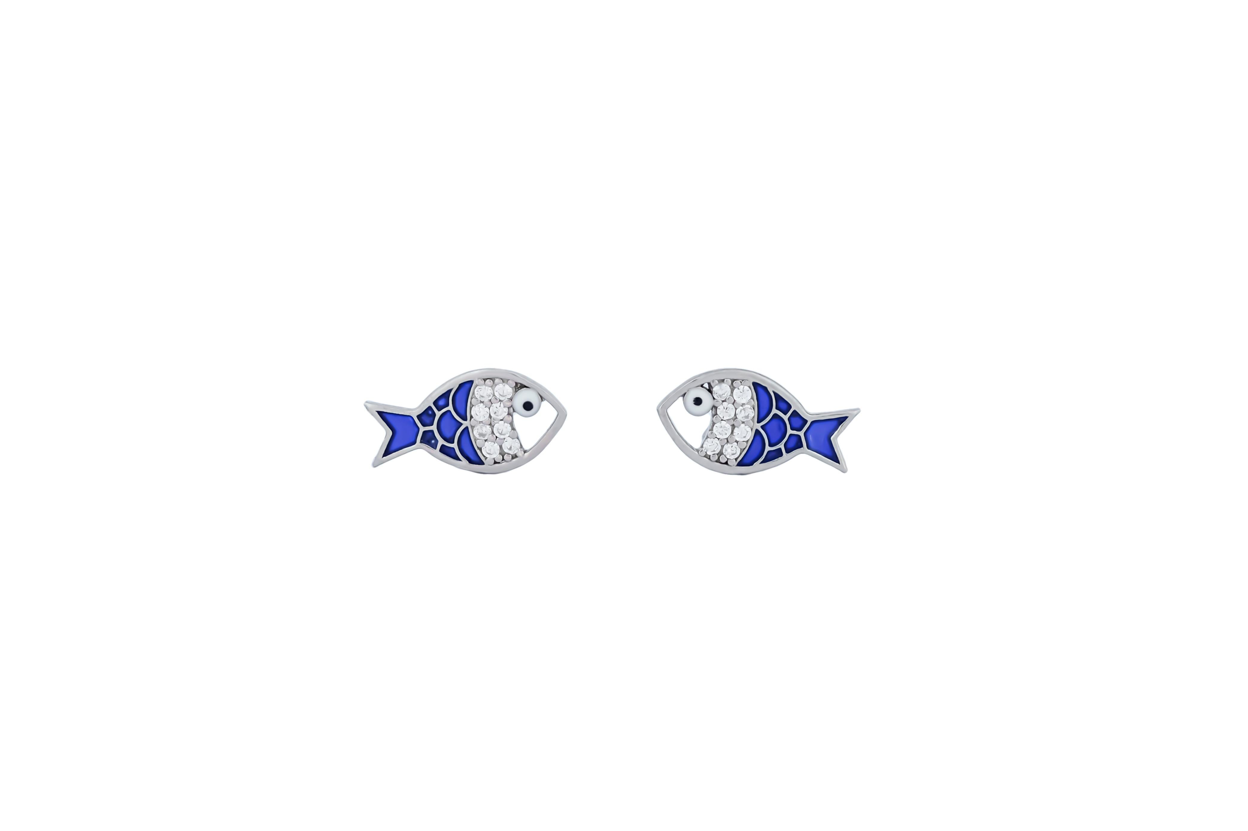 Fish and turtle earrings studs. Animal earrings. Silver earrings studs. 

Metal: silver 925 covered 14k gold

Weight: 3.5 gr  
Turtle earrings size: 12x8 mm
Fish size: 8x4mm
Gemstones:
Turtle: 2 oval opals - natural, colorless topazs 
Fish is