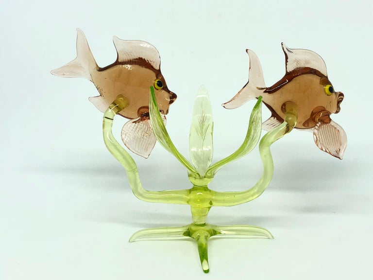 Fish Aquarium Vaseline Glass Bimini Style Art Glass Sculpture Figure at 1stDibs