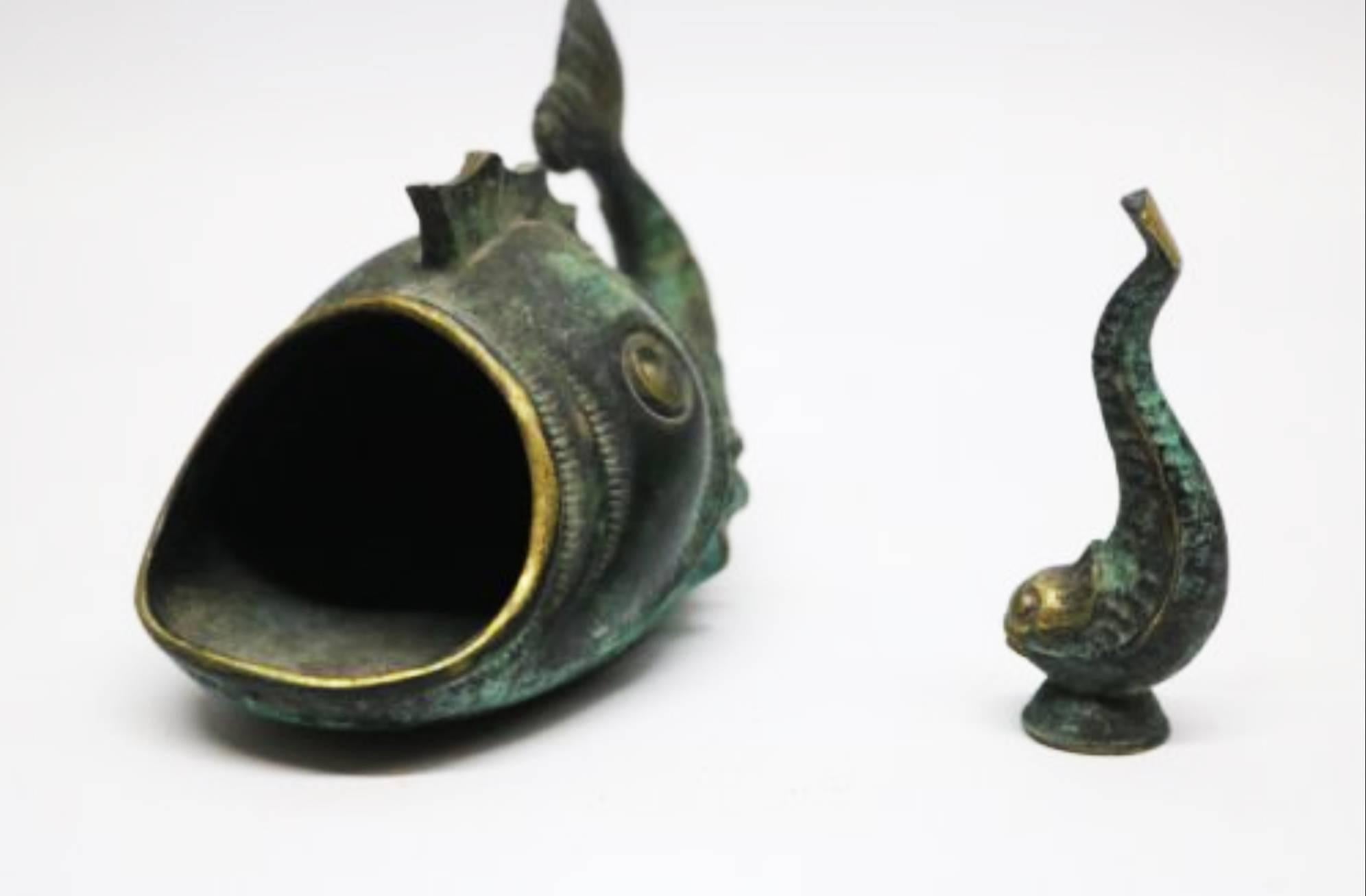 brass fish ashtray