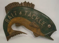 Fish "Bait & Tackle" Display Trade Sign Folk Art / Americana USA 1920´s