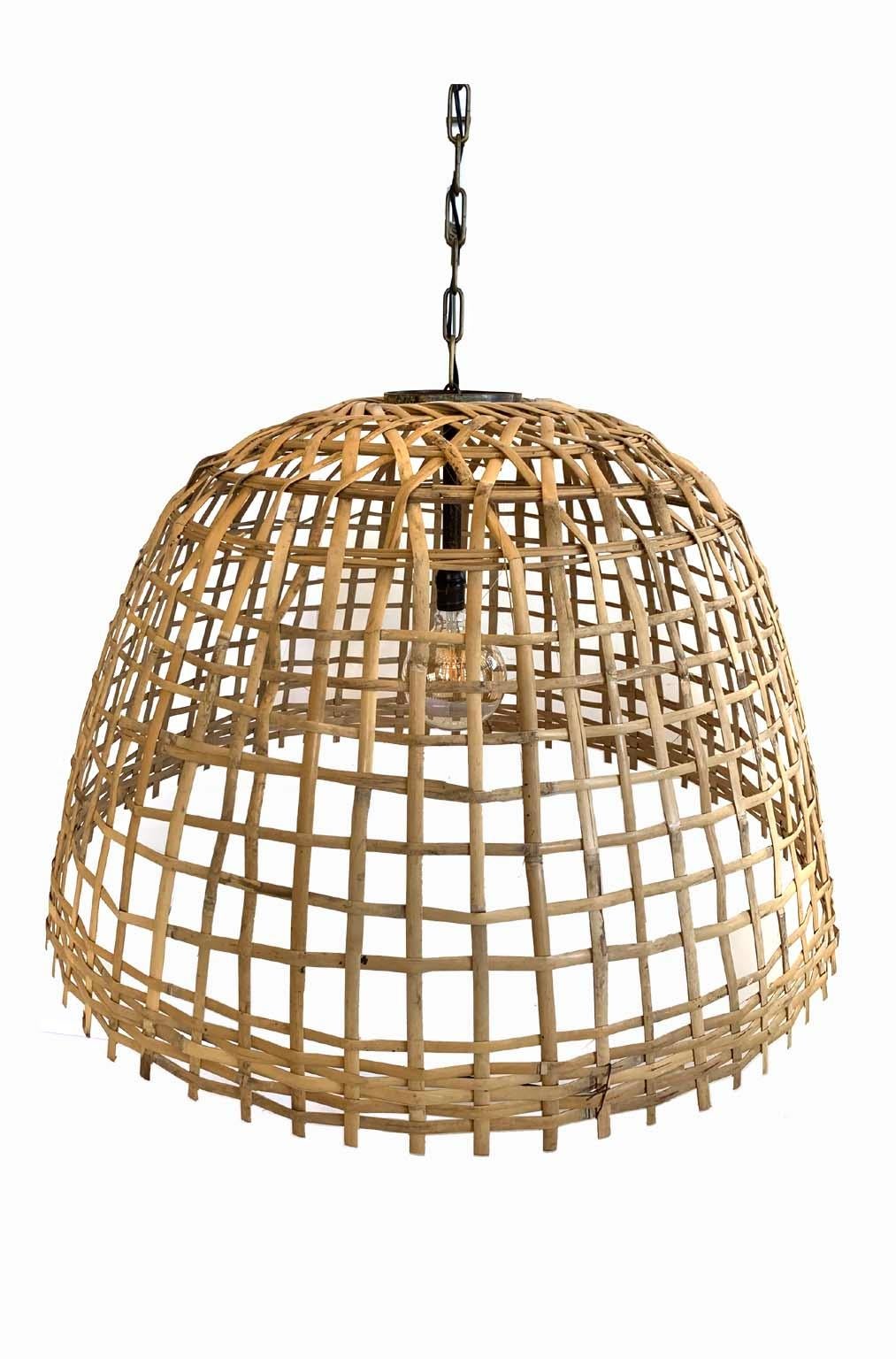 Fish basket vintage chandelier pendant. A beautiful giant fish basket made into to pendant chandelier, well constructed with a wonderful lite airy look. You can use any standard bulb, shon here with an Edison bulb.