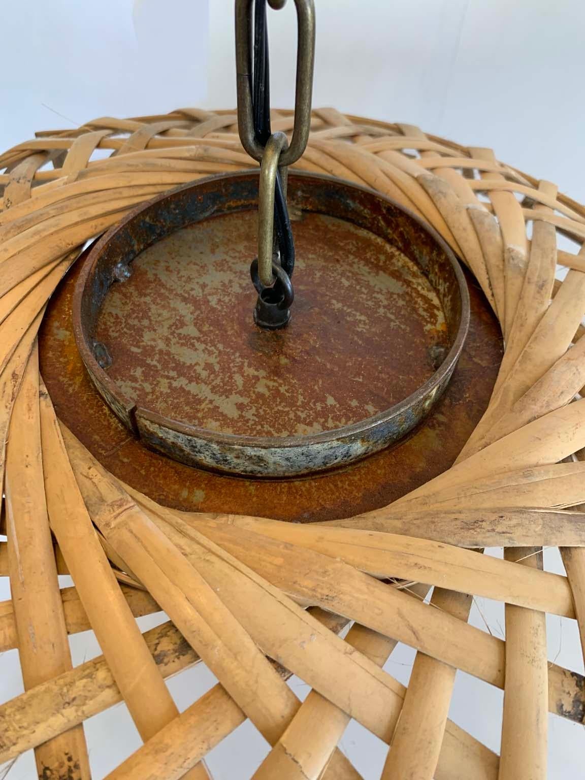Fish Basket Vintage Chandelier Pendant In Distressed Condition In Sag Harbor, NY