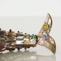 Fish Bottle Opener Abalone Brass by Los Castillo, Mexico, 1970s