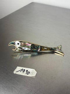 Fish bottle opener, Abalone shell & Alpaca, Mexico, 1980