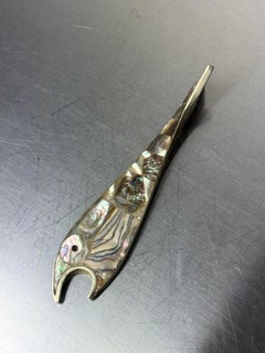 Fish bottle opener, Abalone shell & Alpaca, Mexico, circa 1980