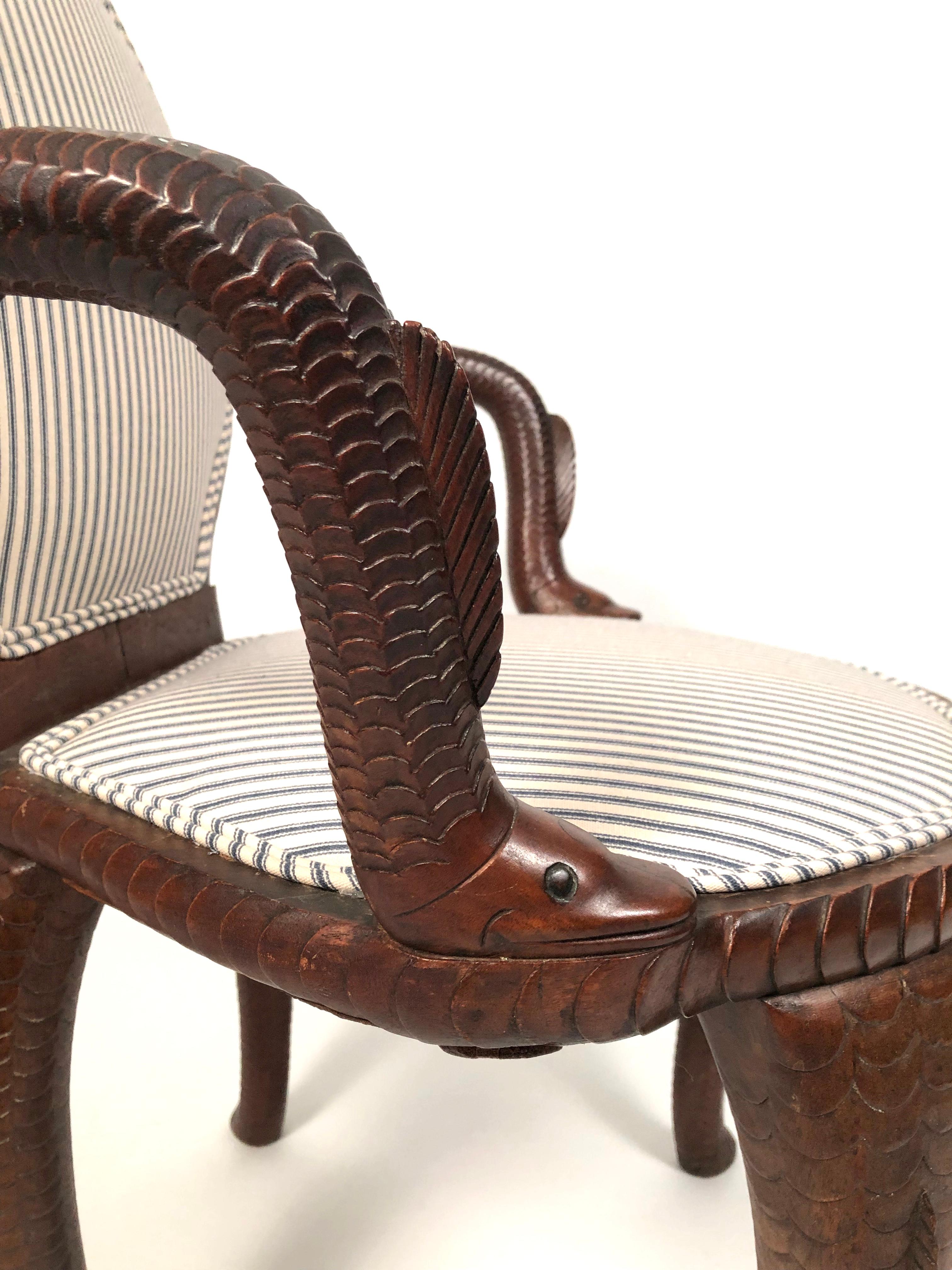 19th Century American Fish Carved Mahogany Armchair 10