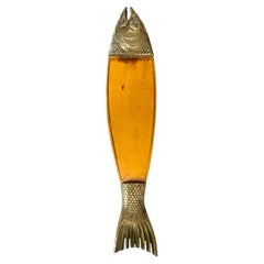 Fish Charcuterie, Deli Garnish Cutting Board with Decorative Brass Head and Tail