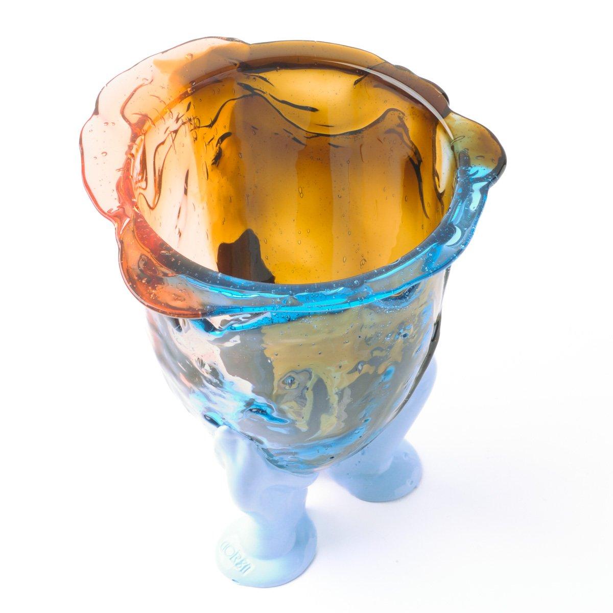 Arts and Crafts Fish Design by Gaetano Pesce - Vase Amazonia - Taille L - Rubis, Bleu clair, Brown en vente