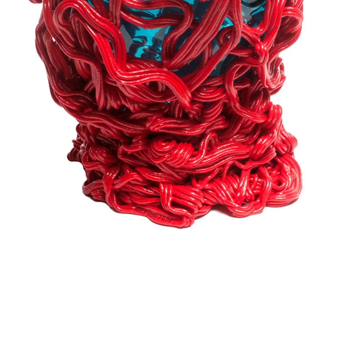 Italian Fish Design Gaetano Pesce Spaghetti Special Vase Soft Resin Red Blue For Sale