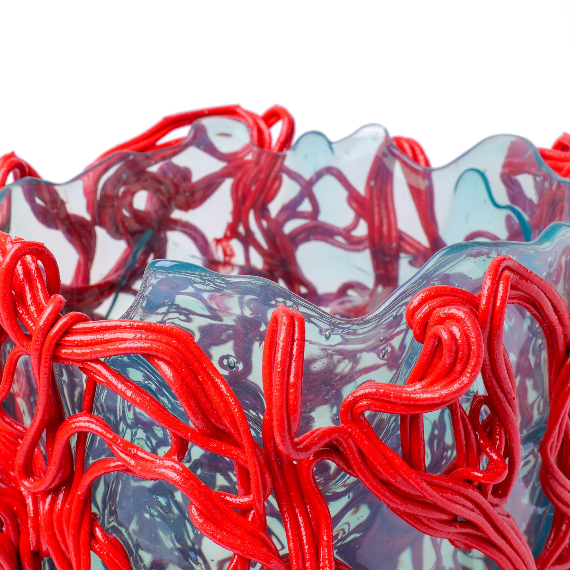 Modern Fish Design Gaetano Pesce Spaghetti Special Vase L Soft Resin Red Blue For Sale