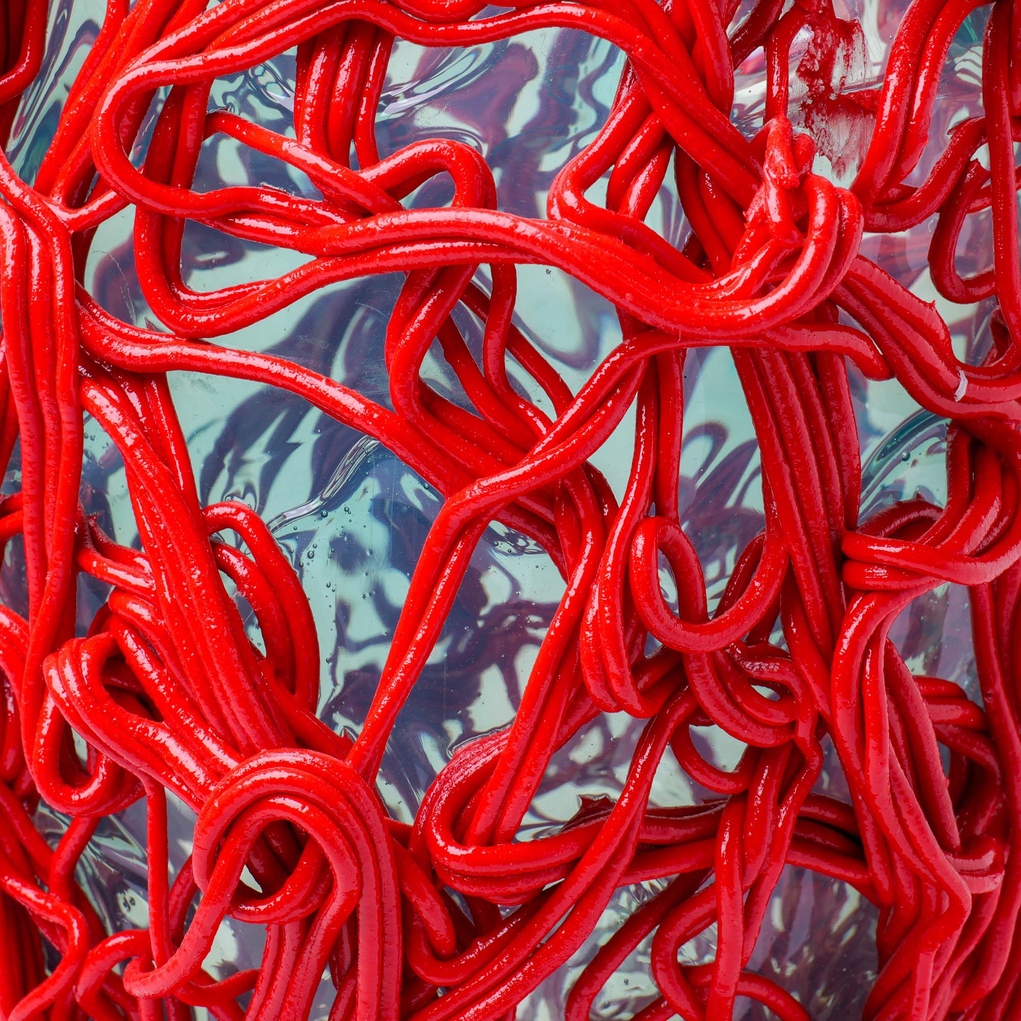 Fish Design Gaetano Pesce Spaghetti Special Vase L Soft Resin Red Blue In New Condition For Sale In barasso, IT