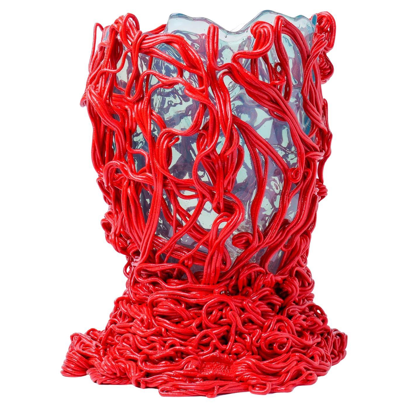 Fish Design Gaetano Pesce Spaghetti Spezial Vase Weichkunststoff Rot Blau