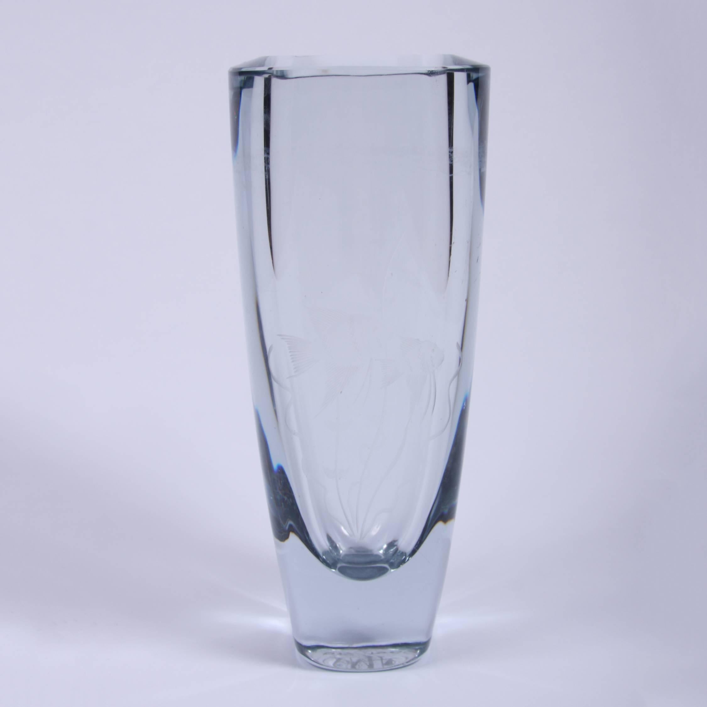 Fish Design Glass Vase, French, 1960s In Good Condition For Sale In London, GB