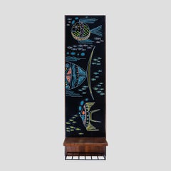 Fish Enamelled Arts on Metal Console Design by Siva Poggibonsi, 1950s