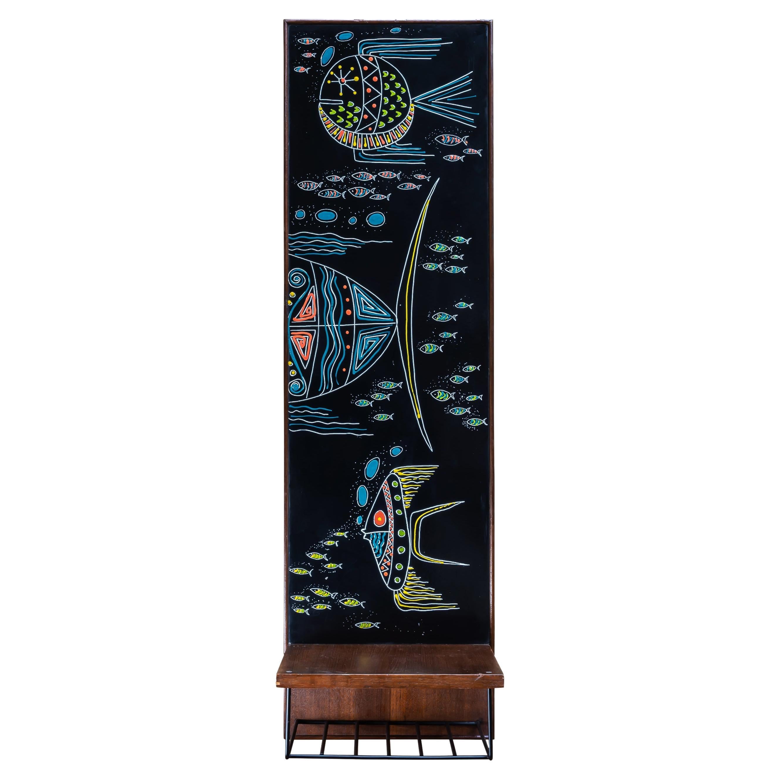 Fish Enamelled Arts on Metal Console Design by Siva Poggibonsi, 1950s For Sale