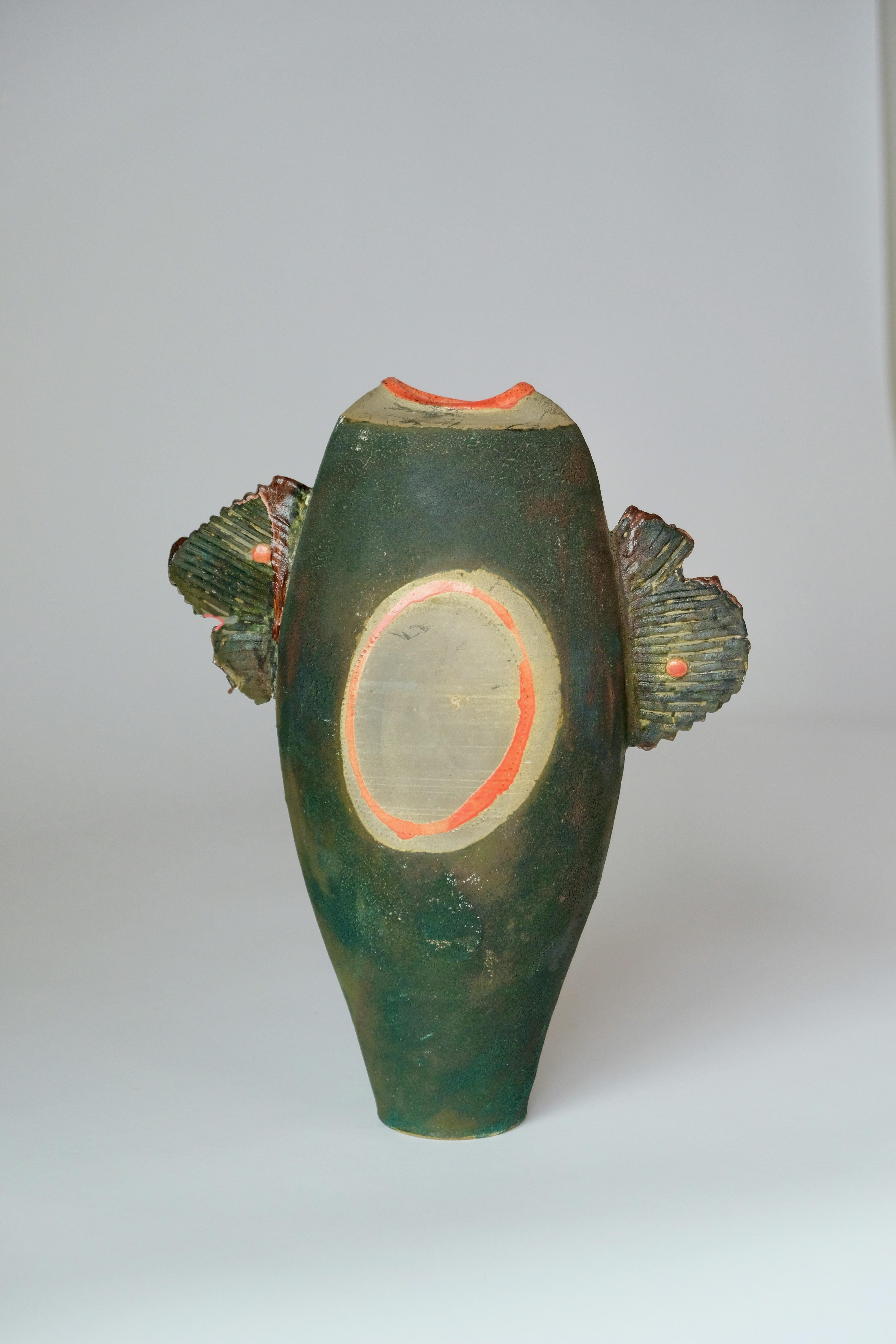 Ceramic Fish Fin Vase Raku Glaze For Sale