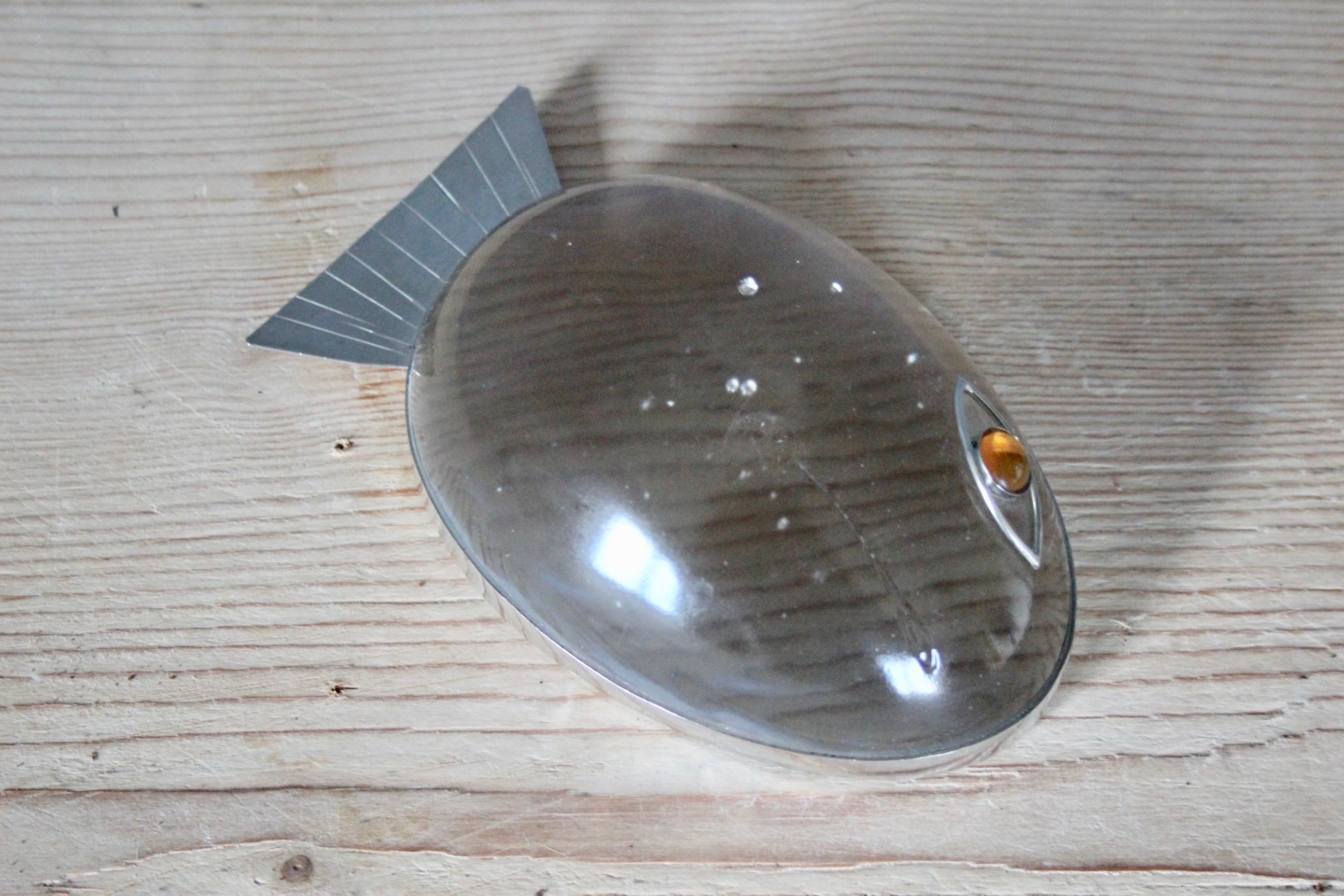 Italian Fish Glass and Metal Paperweight