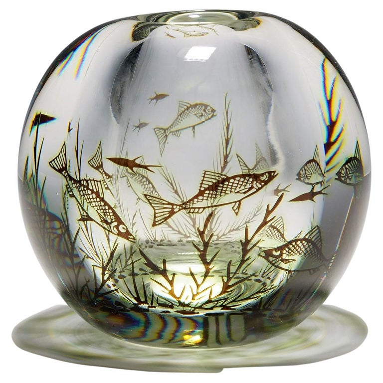 Fish Graal Vase by Edward Hald for Orrefors, Sweden 1957 For Sale at