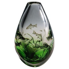 Fish Graal Vase by Edward Hald for Orrefors, Sweden