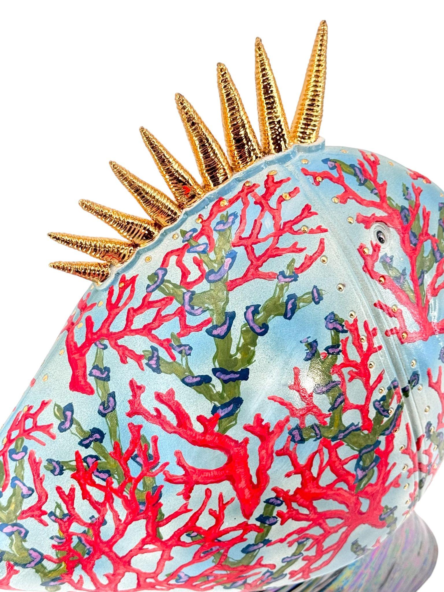 Tête de poisson Lady Sea Motif. Unique, fait et peint à la main. Céramique 2024 en vente 1