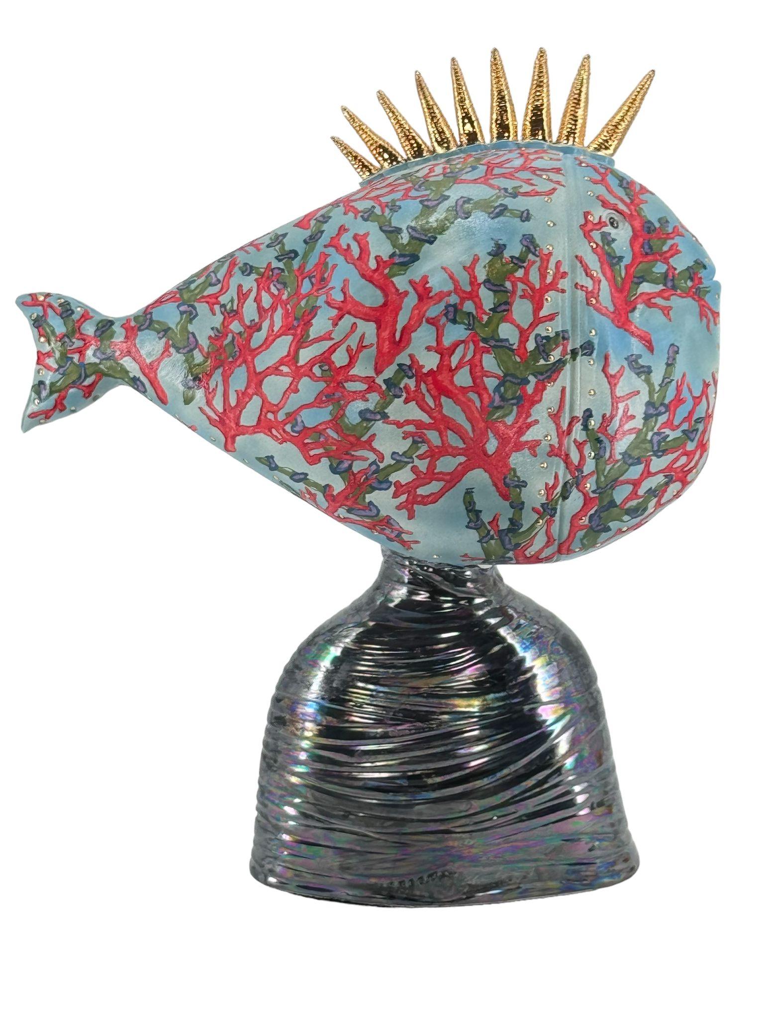 Tête de poisson Lady Sea Motif. Unique, fait et peint à la main. Céramique 2024 en vente 2
