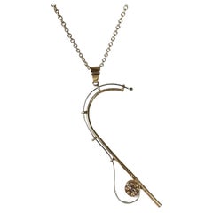 Fish Hook Rod pendant necklace 