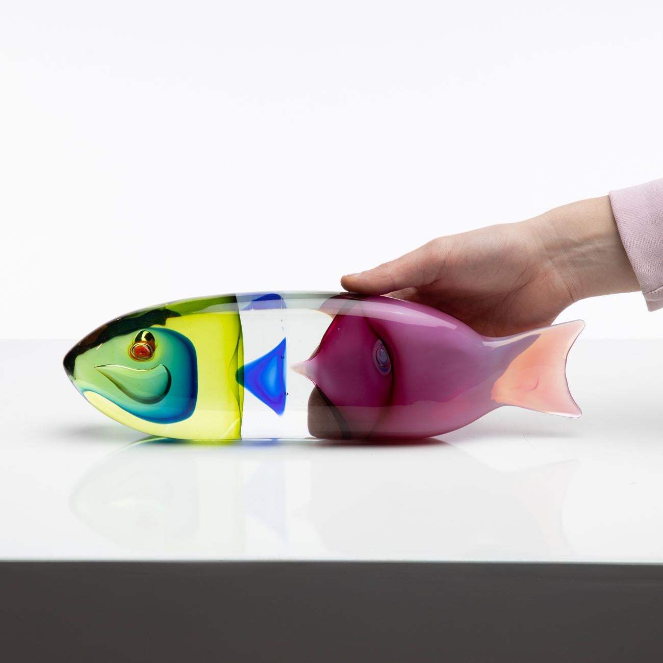 Fish in a Fish, Blown Glass Sculpture, Antonio da Ros, Cenedese Murano 'Italy' For Sale 4