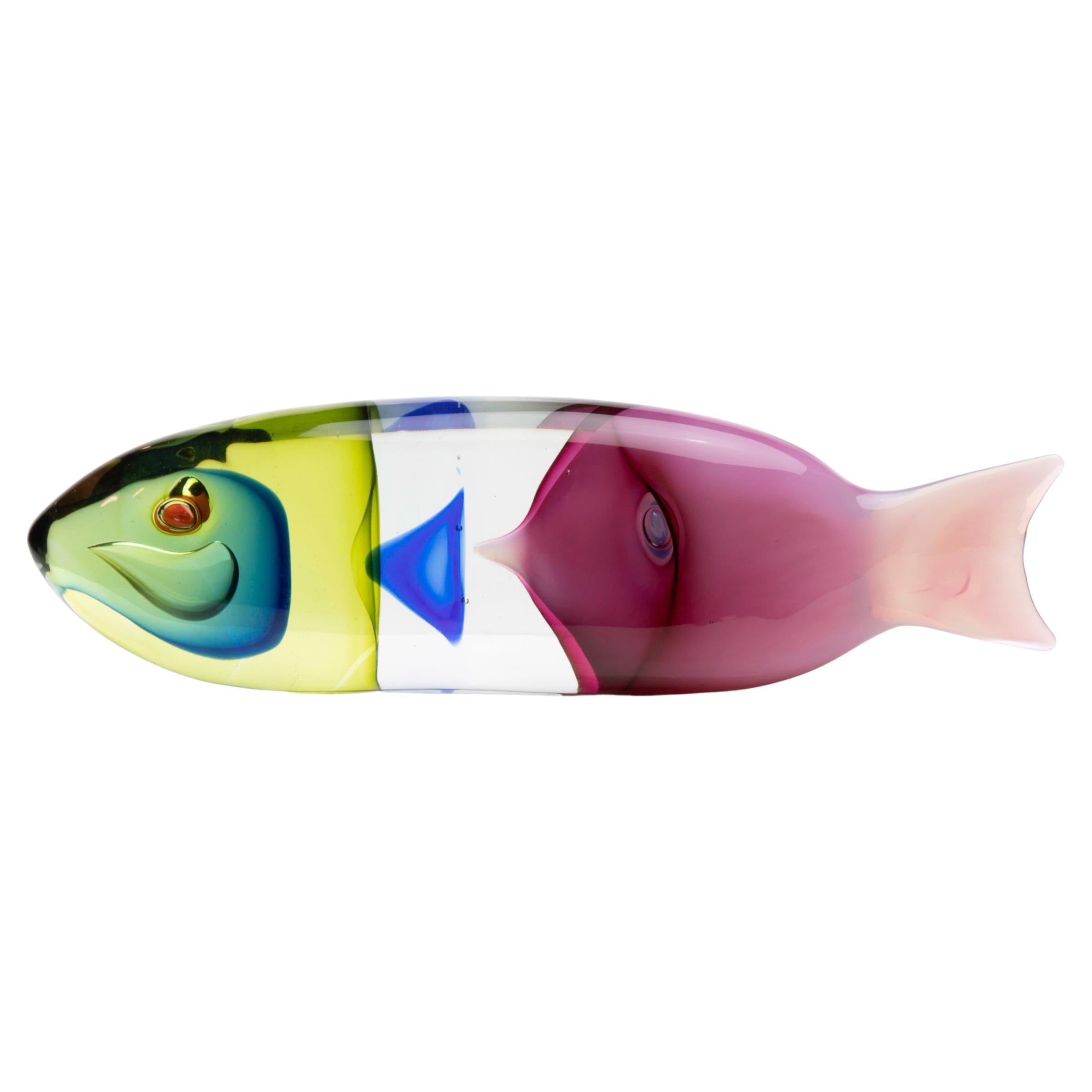 Fish in a Fish, Blown Glass Sculpture, Antonio da Ros, Cenedese Murano 'Italy' For Sale