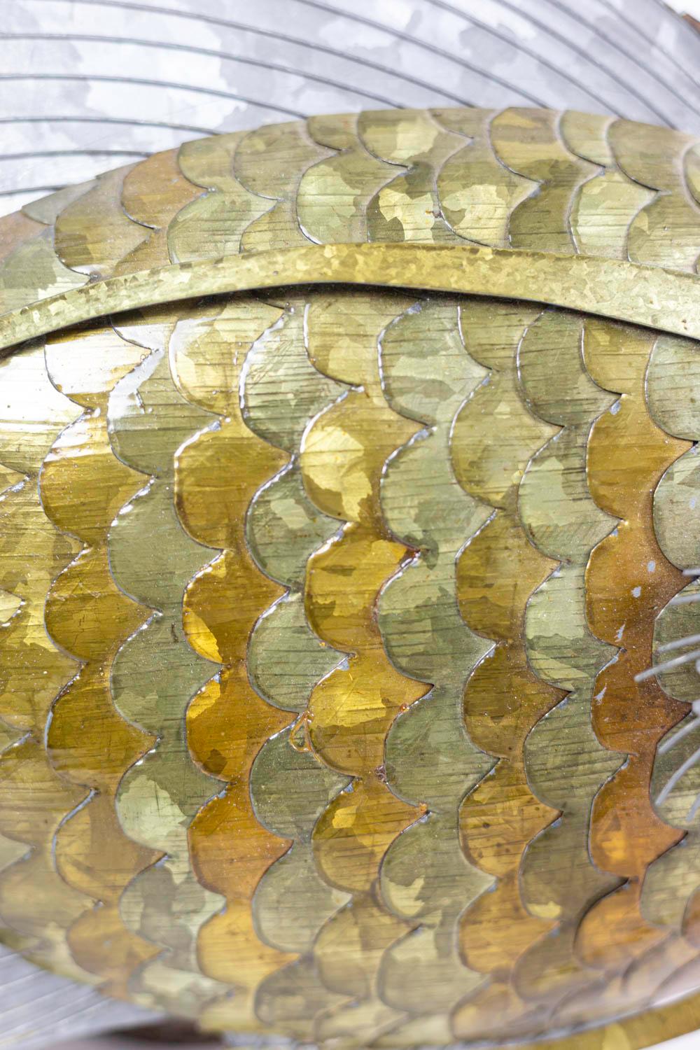 Late 20th Century Fish in Copper, Brass and Tin Leaves, 1970s For Sale
