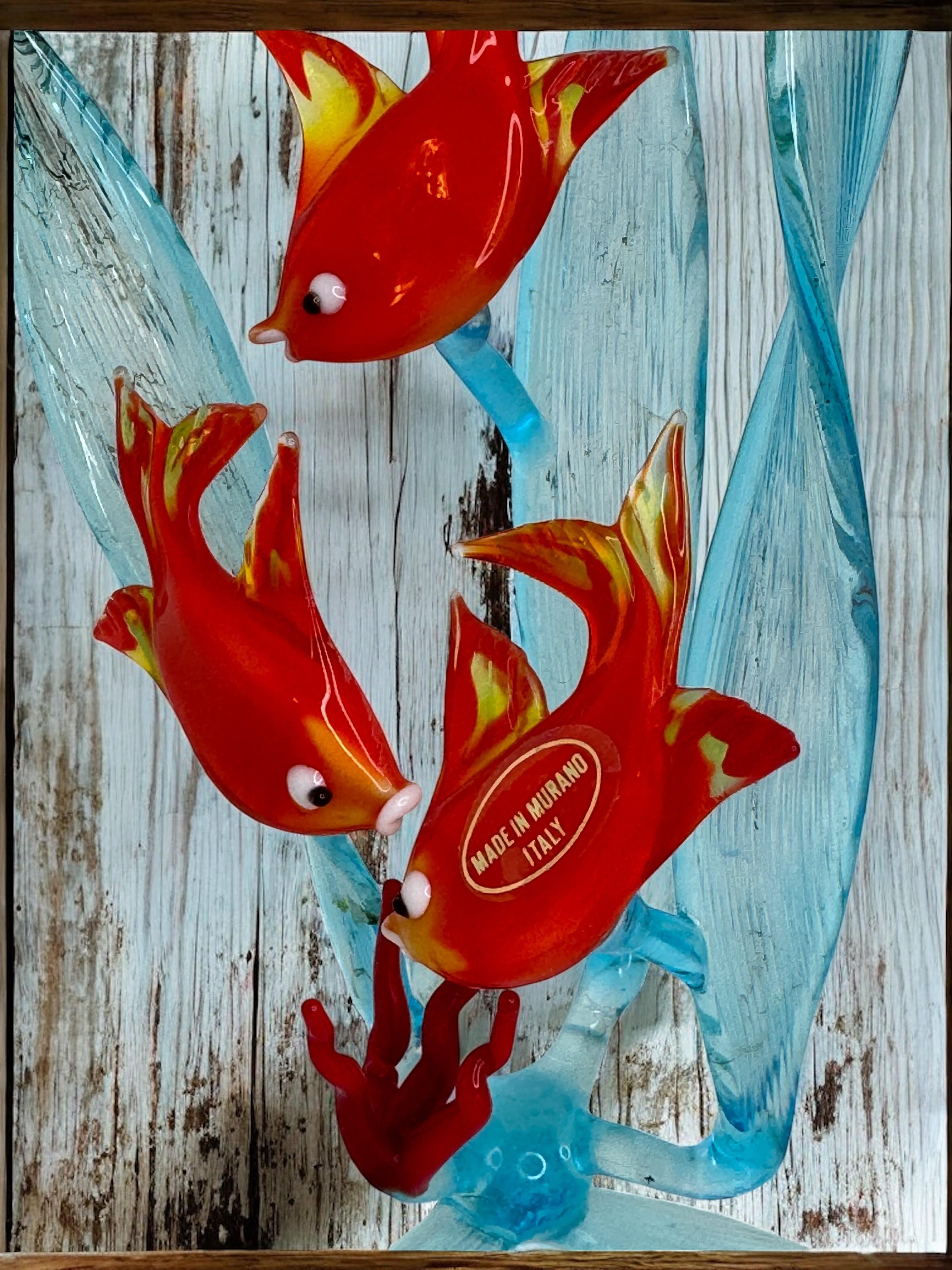 Fish In Corals Murano Art Glass Sculpture Figure Mid-20th Century, Venice Italy 4