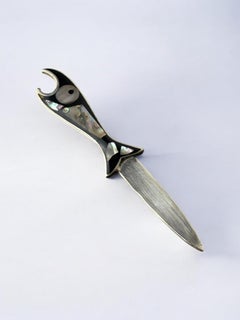 Fish letter opener, Abalone shell & Alpaca, Mexico, 1980's