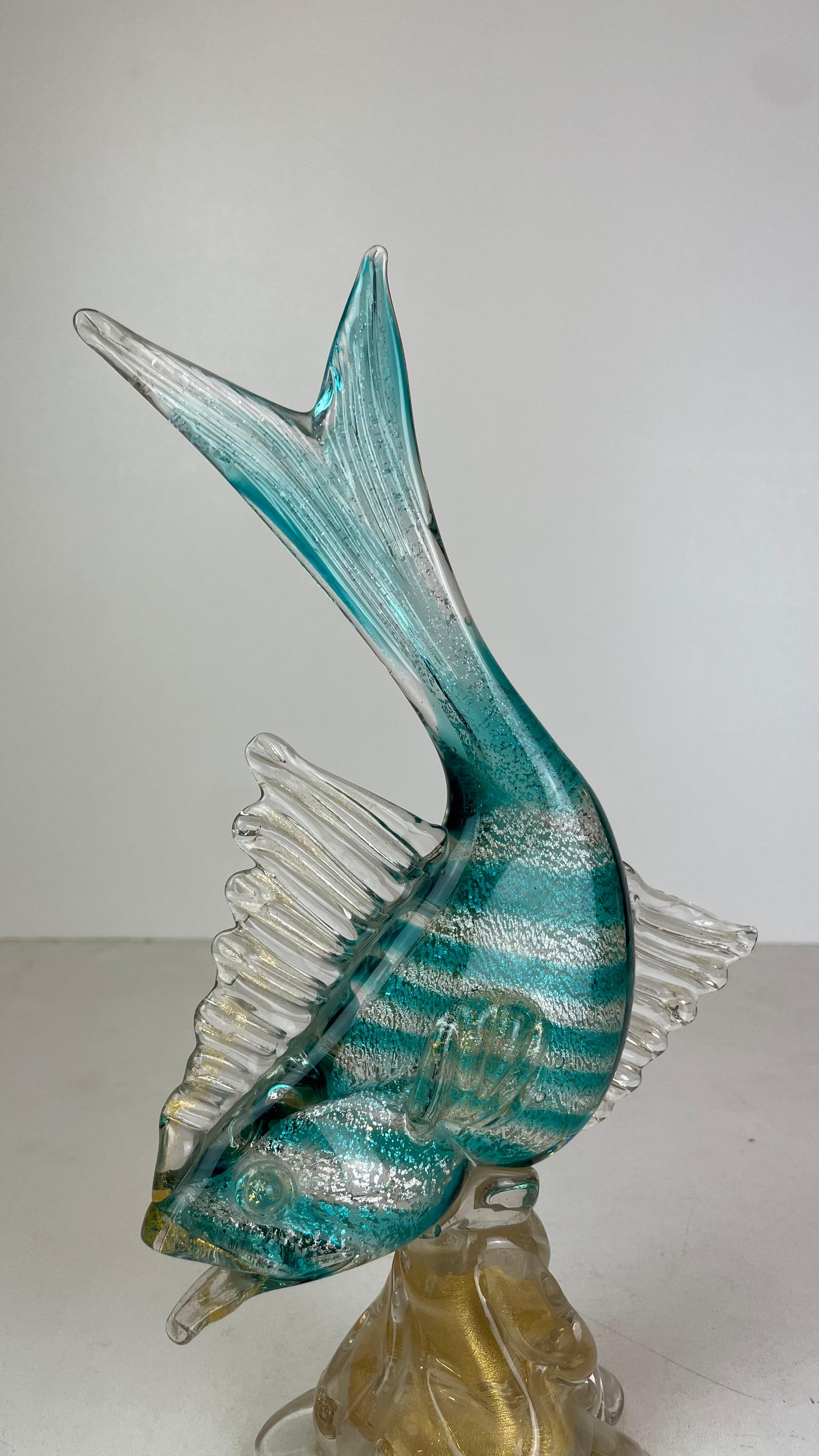 Sculpture en verre de Murano représentant un poisson, années 1960 Bon état - En vente à Brussel, BE