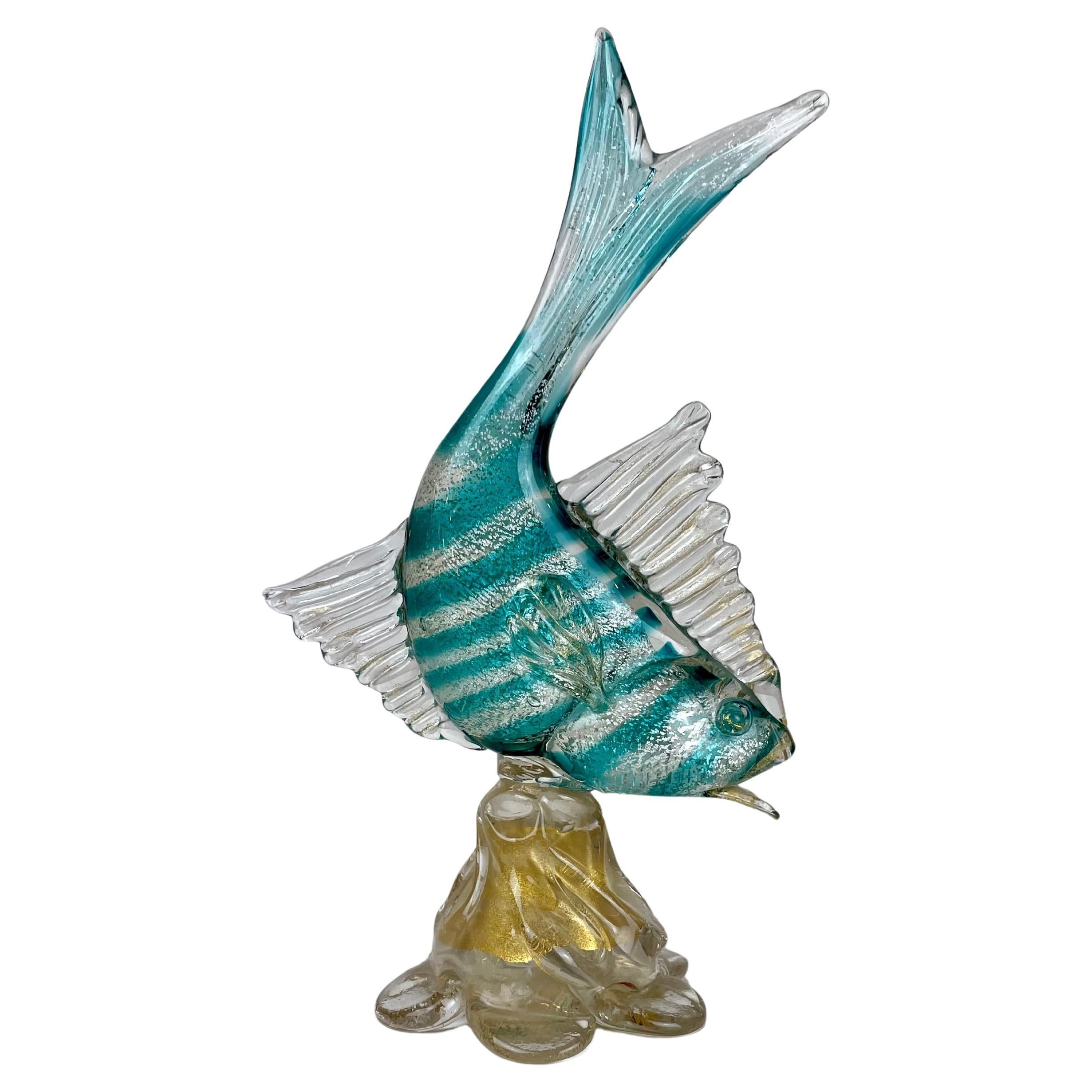 Scultura in vetro di Murano a forma di pesce, anni
60