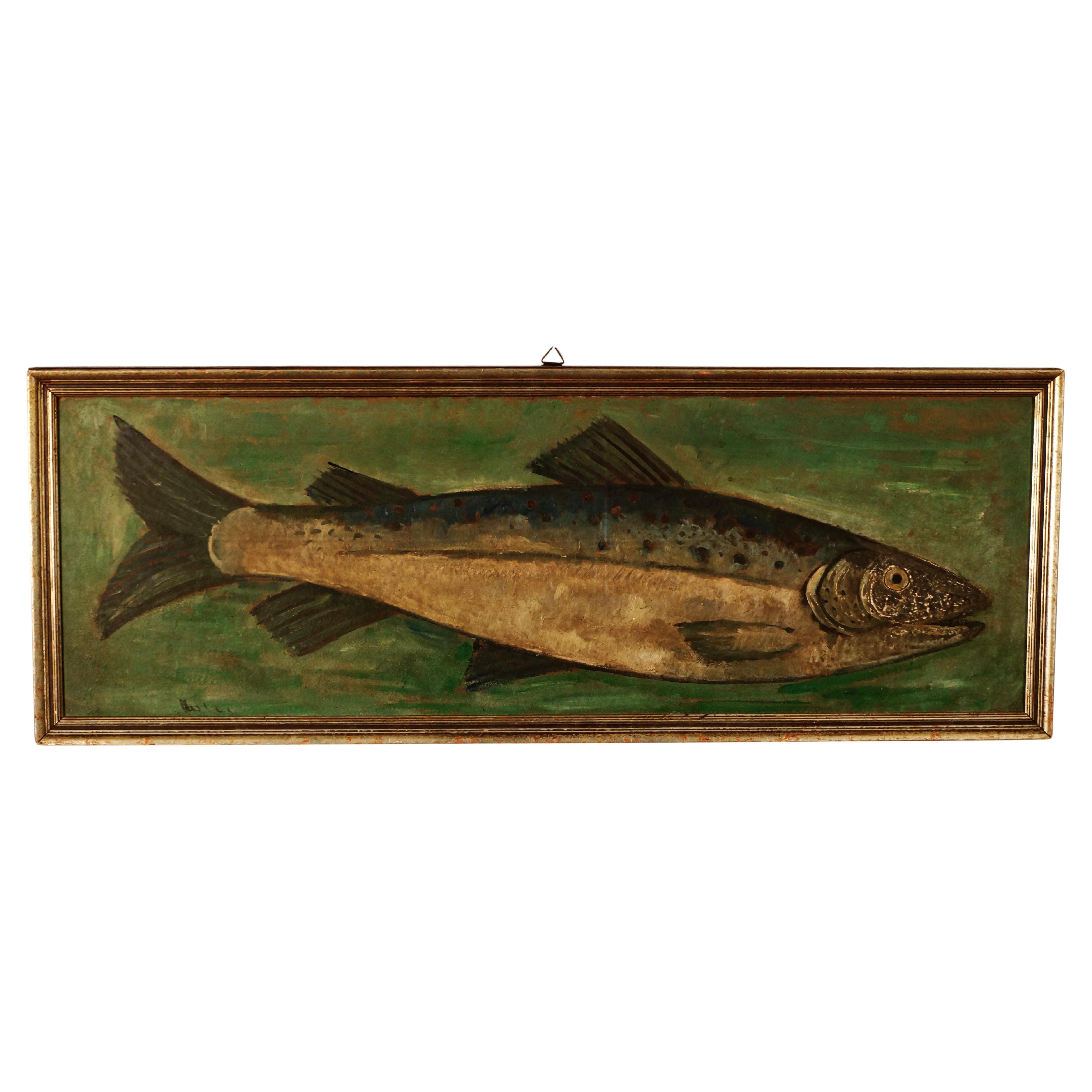 Fish Painting "Catch of the Day" Signed by the Artist circa 1950